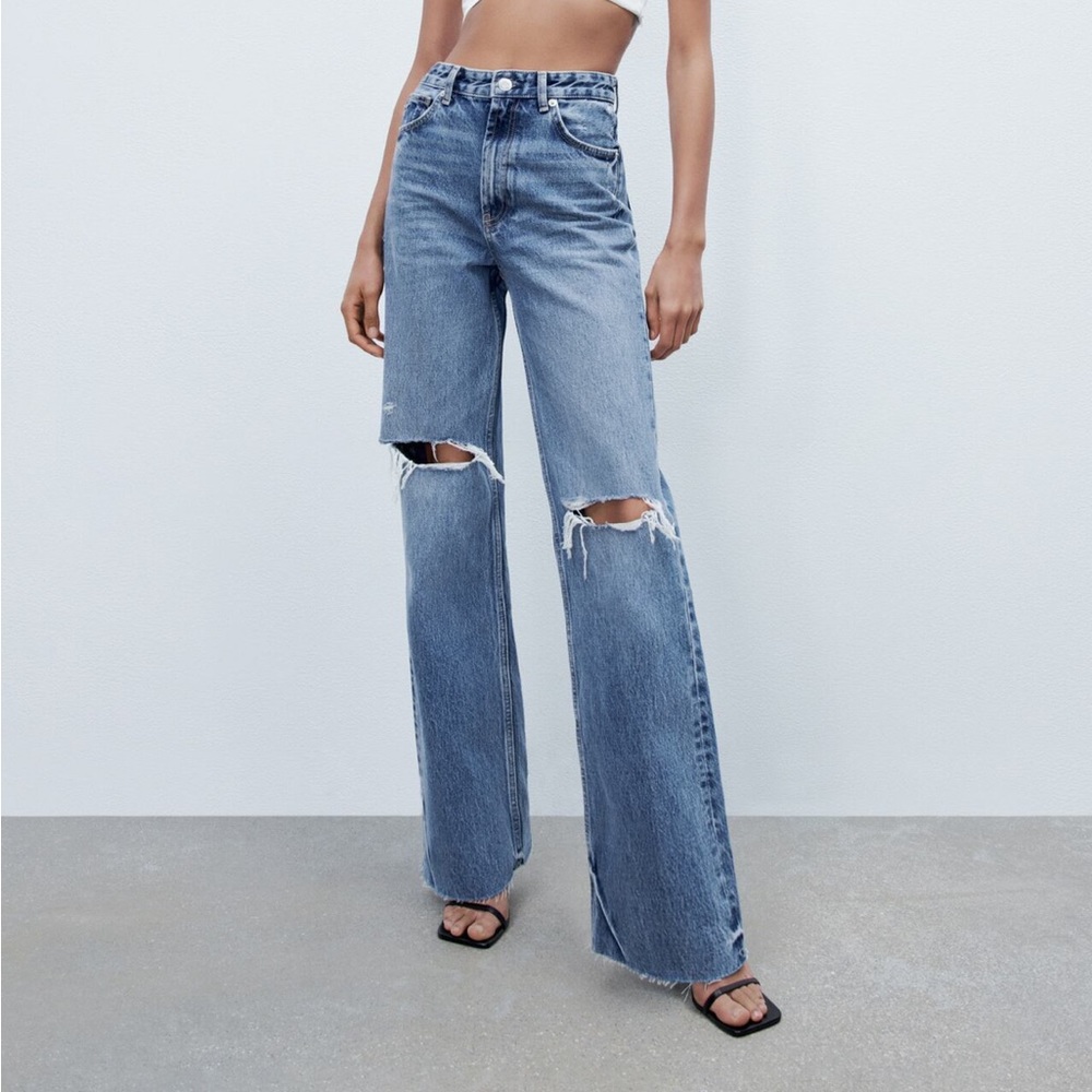 ZARA ripped wide legged pants size 6/28